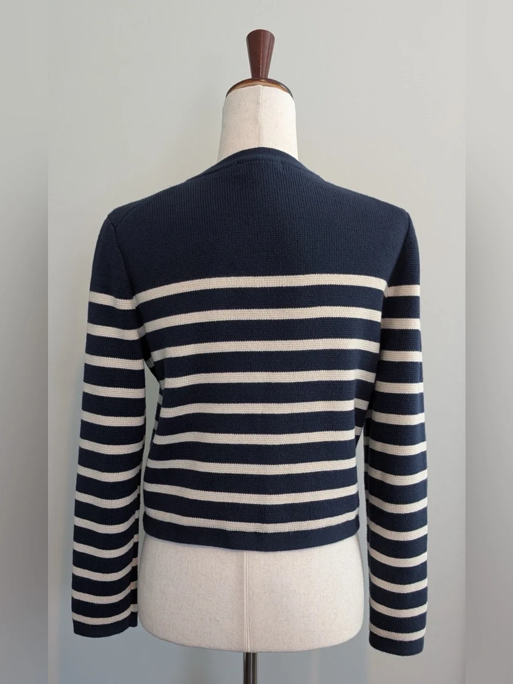 J.Crew Emilie Sweater Lady Jacket in Stripe Navy Ecru Size Small